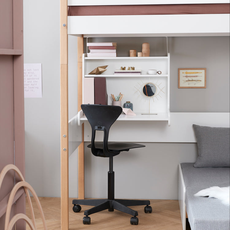 Flexa. Κρεβάτι Casa Nor με γραφείο, πολυθρόνα και κάθετη σκάλα - 210εκ - Λευκό/ δρυς