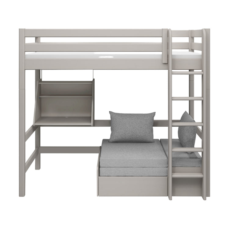Flexa. Κρεβάτι Casa Classic με γραφείο, πολυθρόνα και κάθετη σκάλα - 210εκ - Γκρι ντεκαπέ