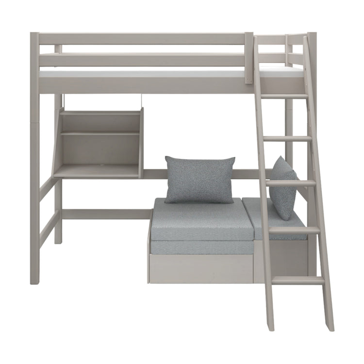 Flexa. Κρεβάτι Casa Classic με γραφείο, πολυθρόνα και κεκλιμένη σκάλα - 210εκ - Γκρι ντεκαπέ