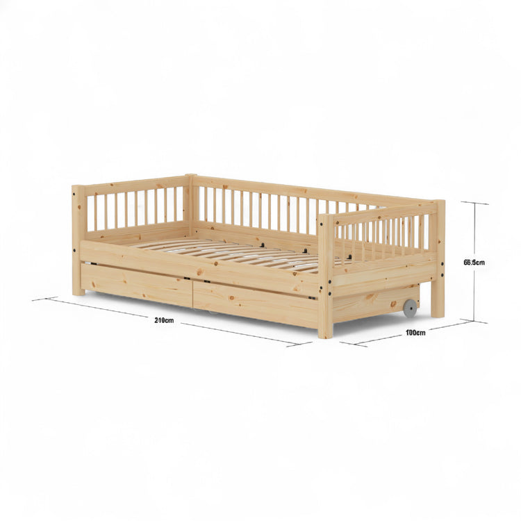 Daybed Crossbars w. 2 drws. Untr. Pine 200x90