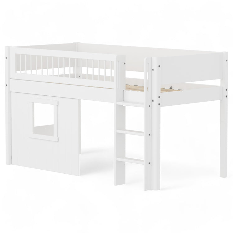 Flexa. Mid sleeper WHITE crossbar Str. ladder & Tree hut Wht window