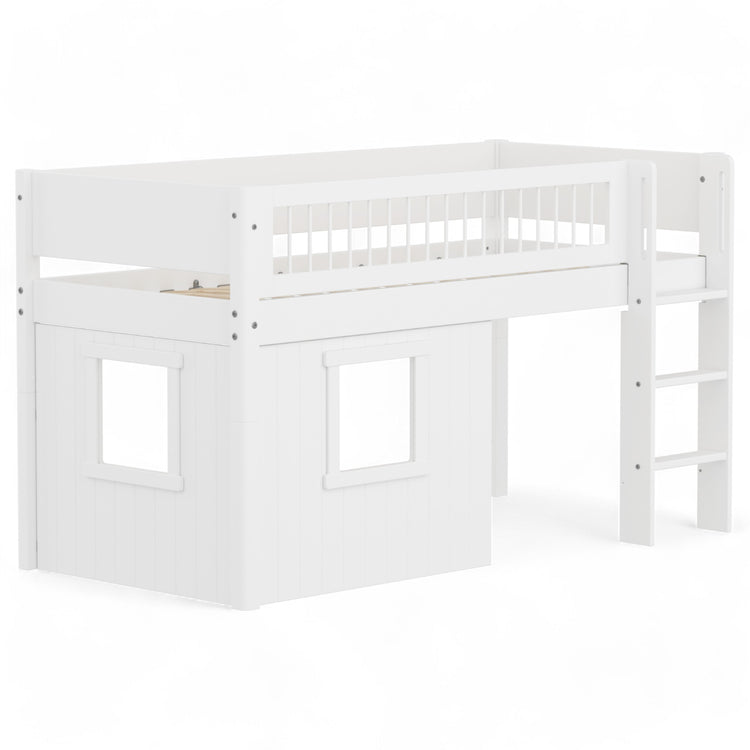 Flexa. Mid sleeper WHITE crossbar Str. ladder & Tree hut Wht window