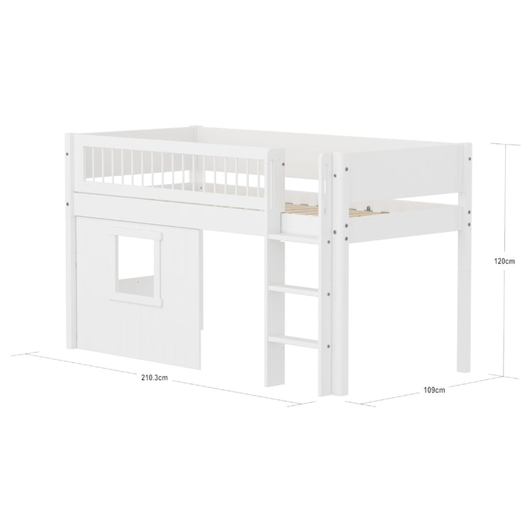 Flexa. Mid sleeper WHITE crossbar Str. ladder & Tree hut Wht window