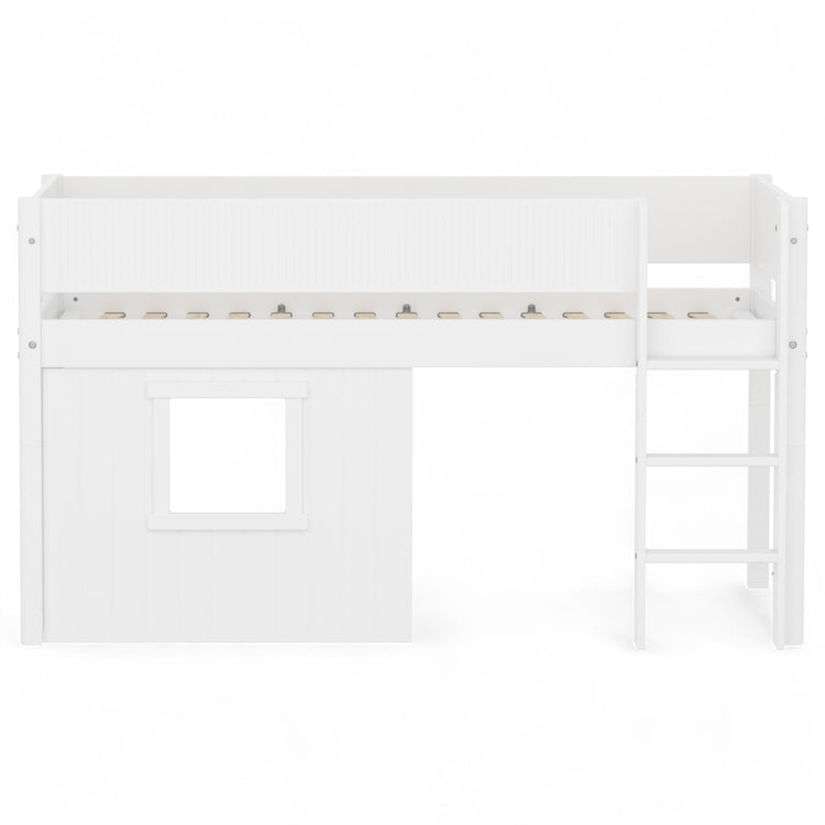 Flexa. Mid sleeper WHITE grooves Str. ladder & Tree hut Wht window