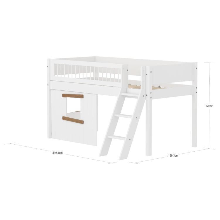 Flexa. Mid sleeper WHITE Crossbars Sl. ladder & Tree hut Oak window