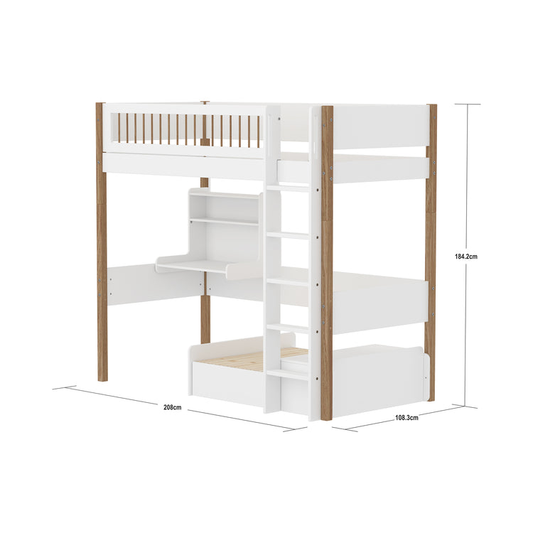 Flexa.  Highslp. Str. Ladder Legs Oak Crossbar Casa+Desk Rail F.Wht.