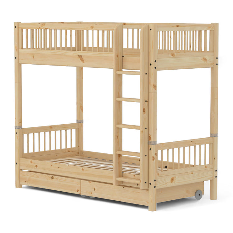 Bunk bed High w. Bars Str. Ladder + Drws. Untr. 200x90