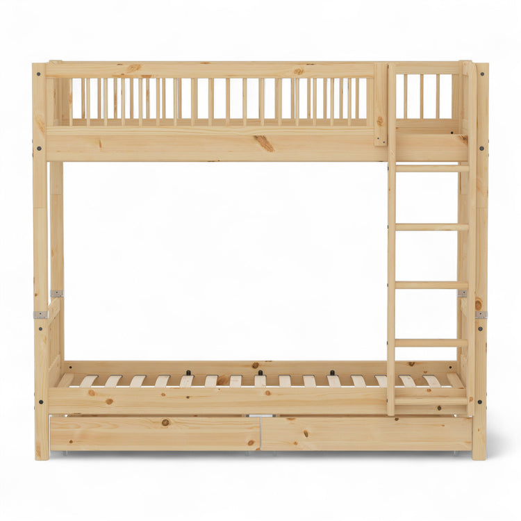 Bunk bed High w. Bars Str. Ladder + Drws. Untr. 200x90