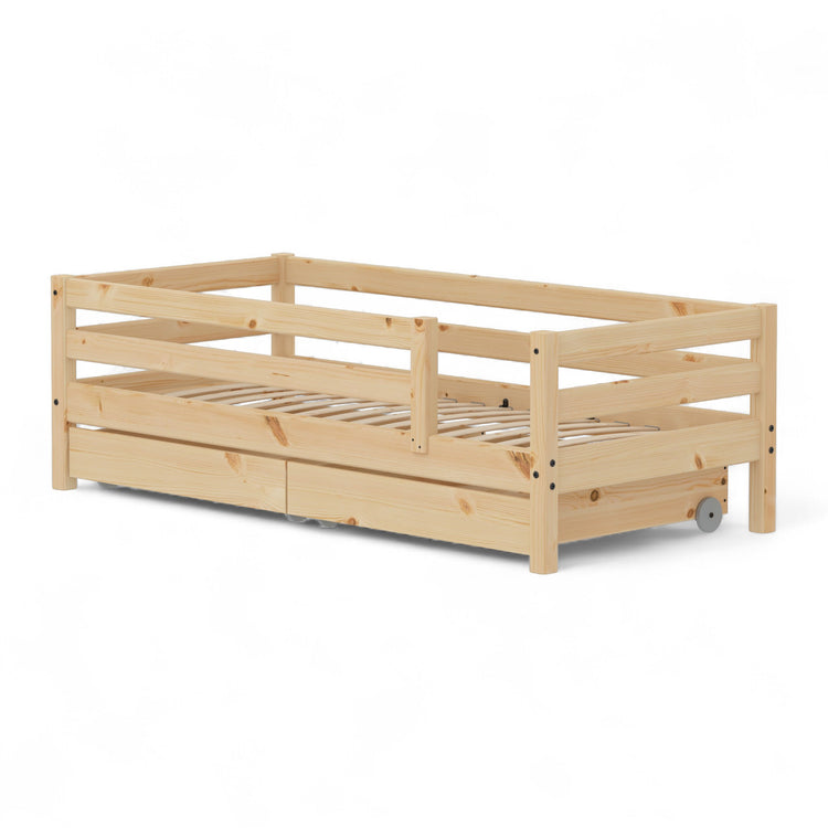 Daybed w. rails + 3/4 front + drawers Untr. 200x90