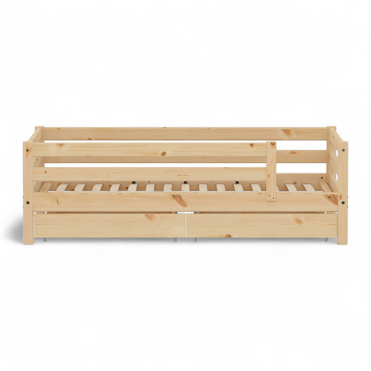 Daybed w. rails + 3/4 front + drawers Untr. 200x90