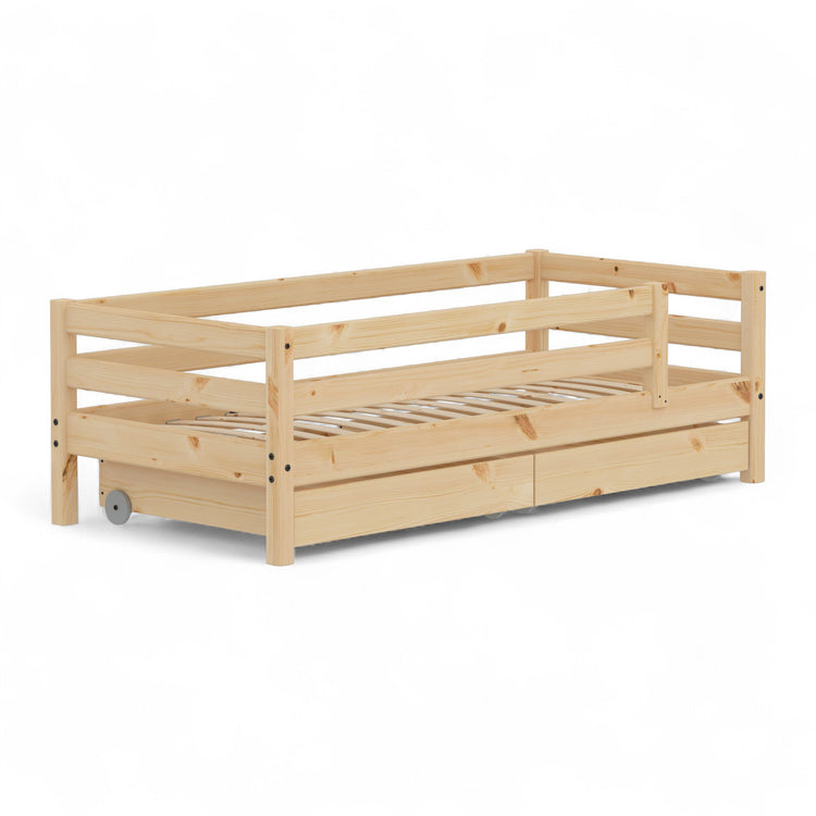 Daybed w. rails + 3/4 front + drawers Untr. 200x90