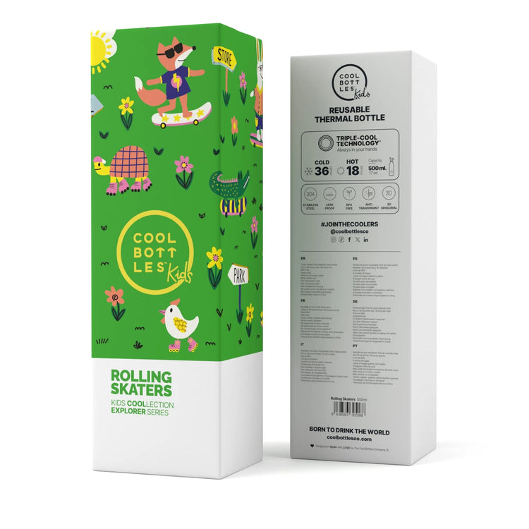 COOL BOTTLES. The Kids Water Bottle Rolling Skaters 500ml