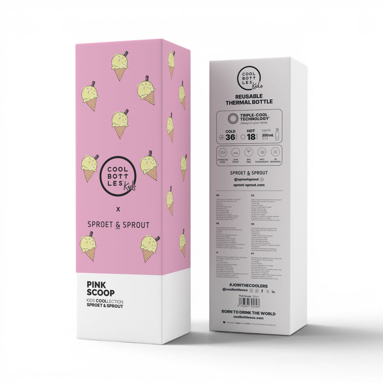 COOL BOTTLES. Ανοξείδωτο παιδικό μπουκάλι Pink Scoop 350ml