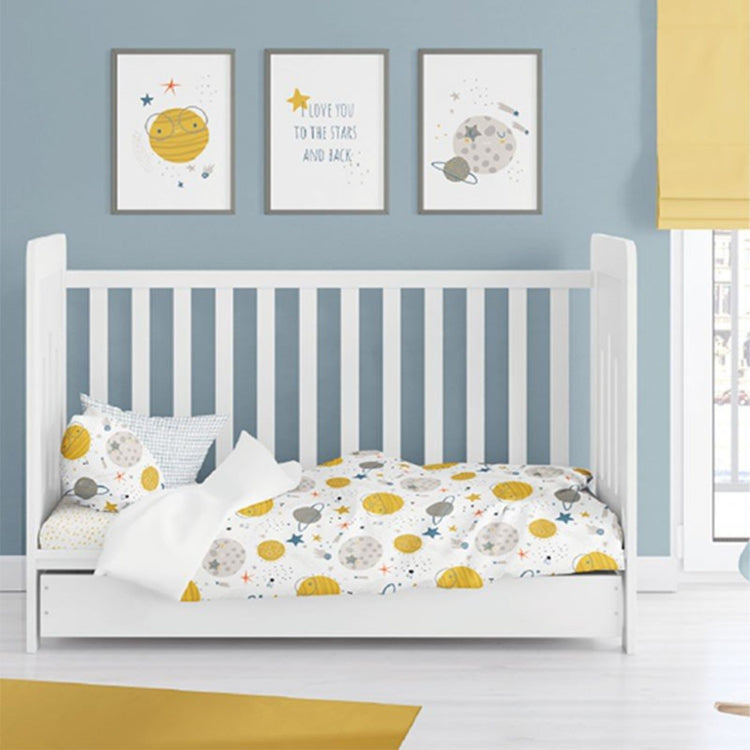 COZYKIDS. Zip-up duvet cover + fitted sheet set Space 90x200