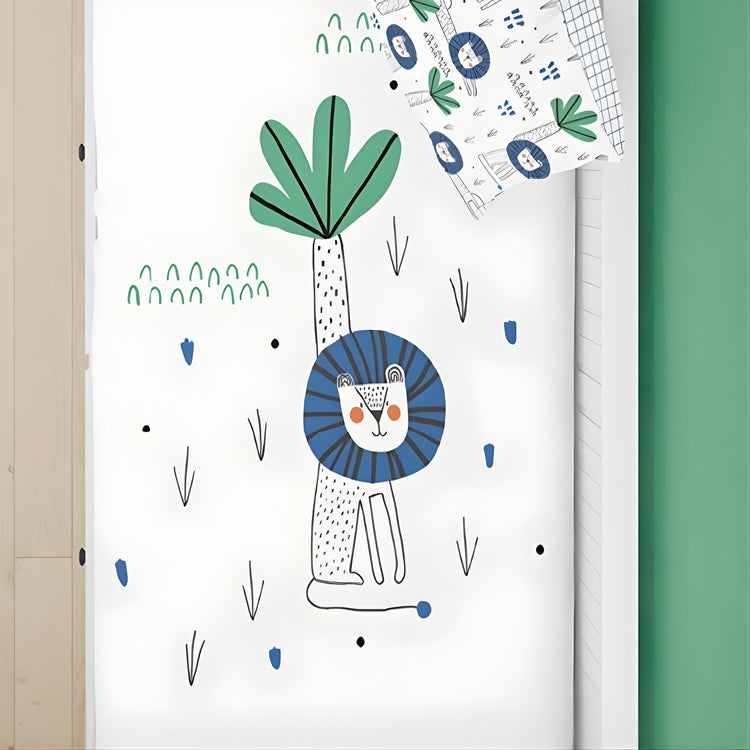 COZYKIDS. Zip-up duvet cover + fitted sheet set Lion 90x200