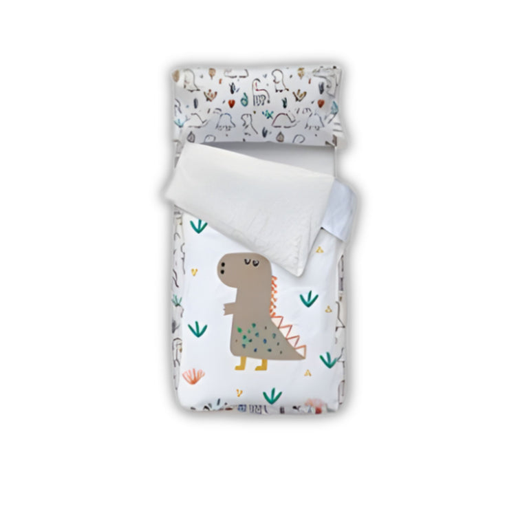 COZYKIDS. Zip-up duvet cover + fitted sheet set Dinosaur 90x200
