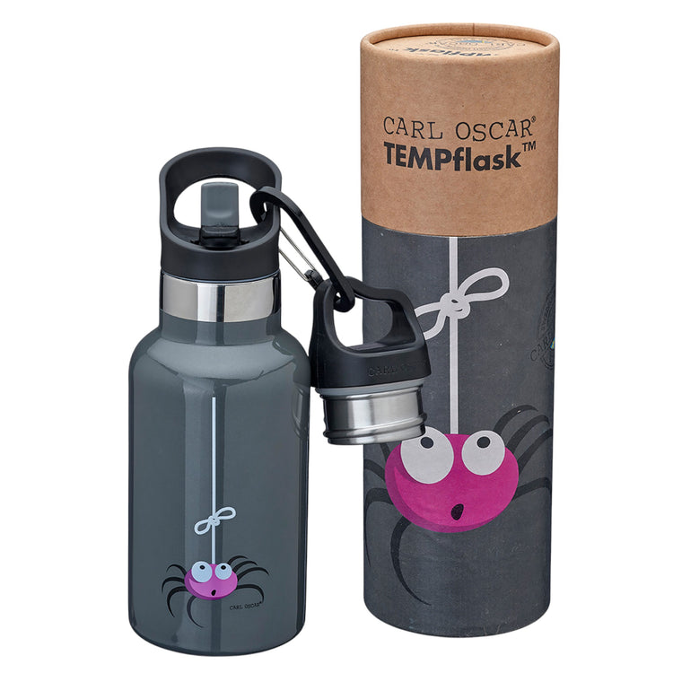 CARL OSCAR. Ανοξείδωτο μπουκάλι θερμός 350ml TEMPflask Αράχνη - Γκρι