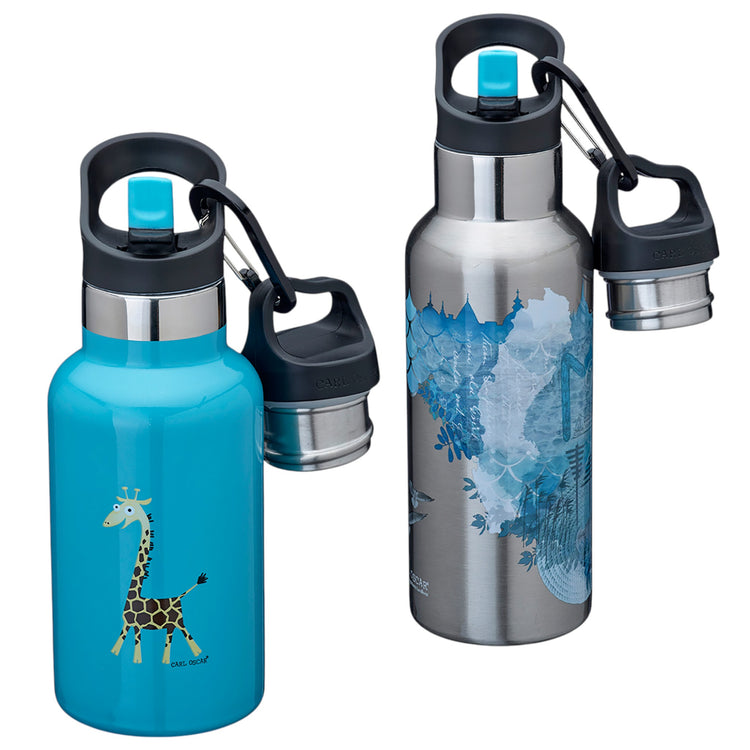 CARL OSCAR. TEMPflask Water bottle 350ml Giraffe - Turquoise