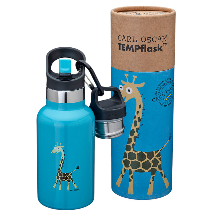 CARL OSCAR. TEMPflask Water bottle 350ml Giraffe - Turquoise