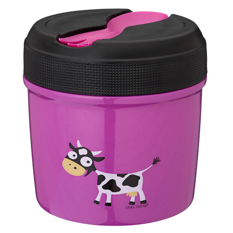 CARL OSCAR. TEMP LunchJar with cutlery 500ml Cow - Purple