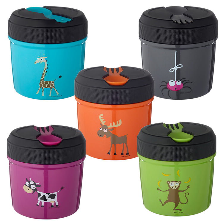 CARL OSCAR. TEMP LunchJar with cutlery 500ml Cow - Purple