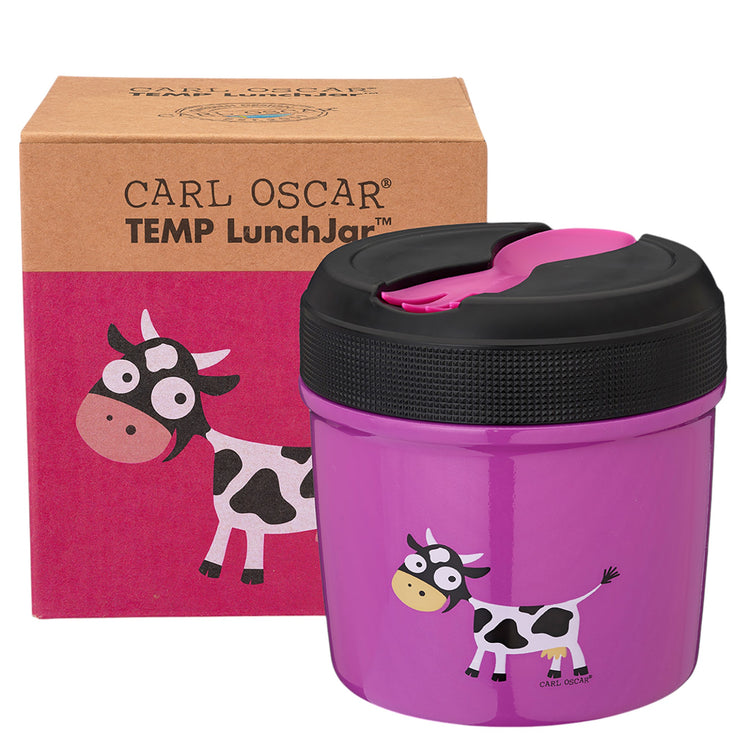 CARL OSCAR. TEMP LunchJar with cutlery 500ml Cow - Purple