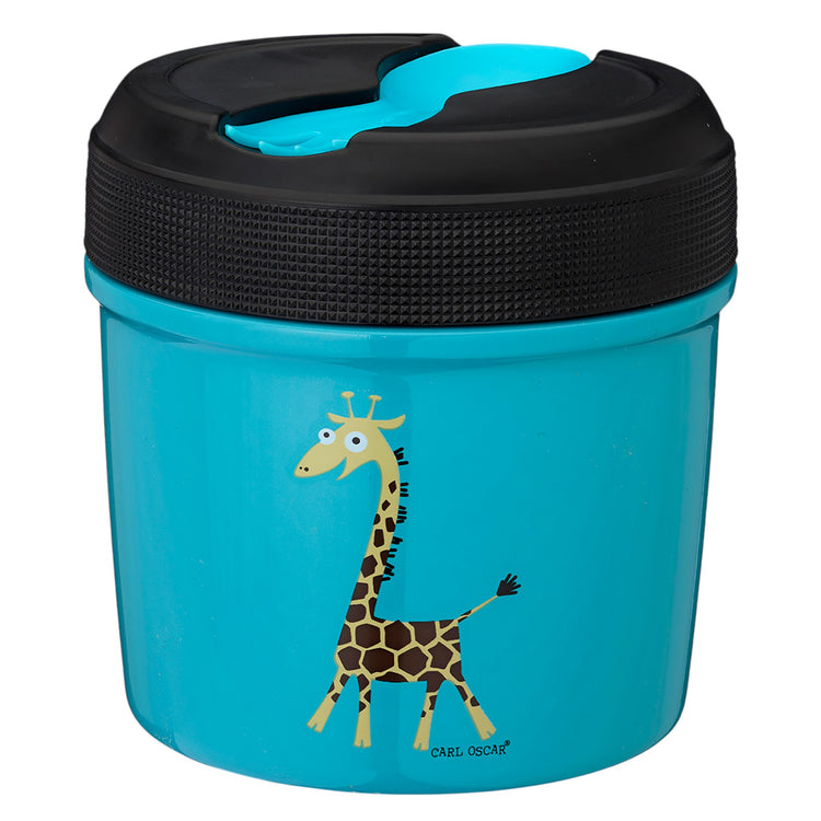 CARL OSCAR. TEMP LunchJar with cutlery 500ml Giraffe - Turquoise