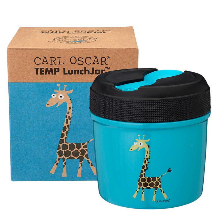 CARL OSCAR. TEMP LunchJar with cutlery 500ml Giraffe - Turquoise