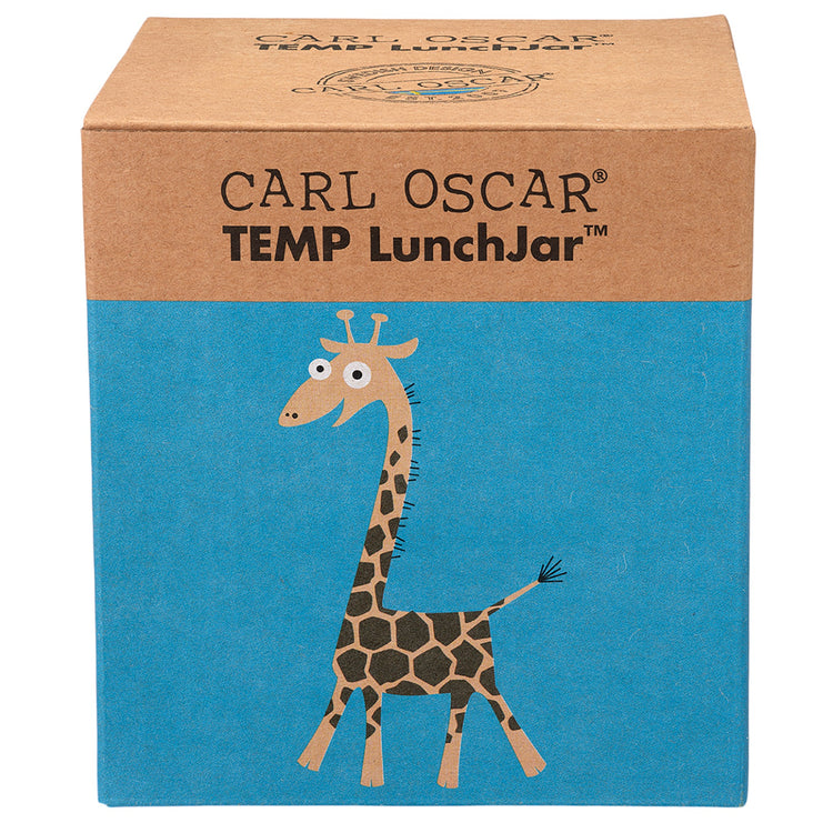 CARL OSCAR. TEMP LunchJar with cutlery 500ml Giraffe - Turquoise