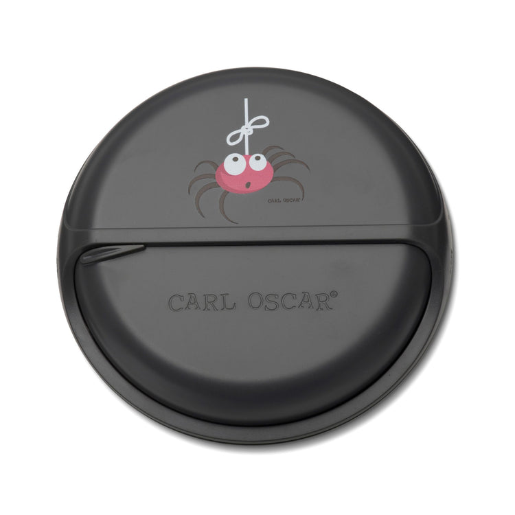 CARL OSCAR. Φαγητοδοχείο στρογγυλό με θήκες O15εκ. SnackDISC™ Αράχνη - Γκρι