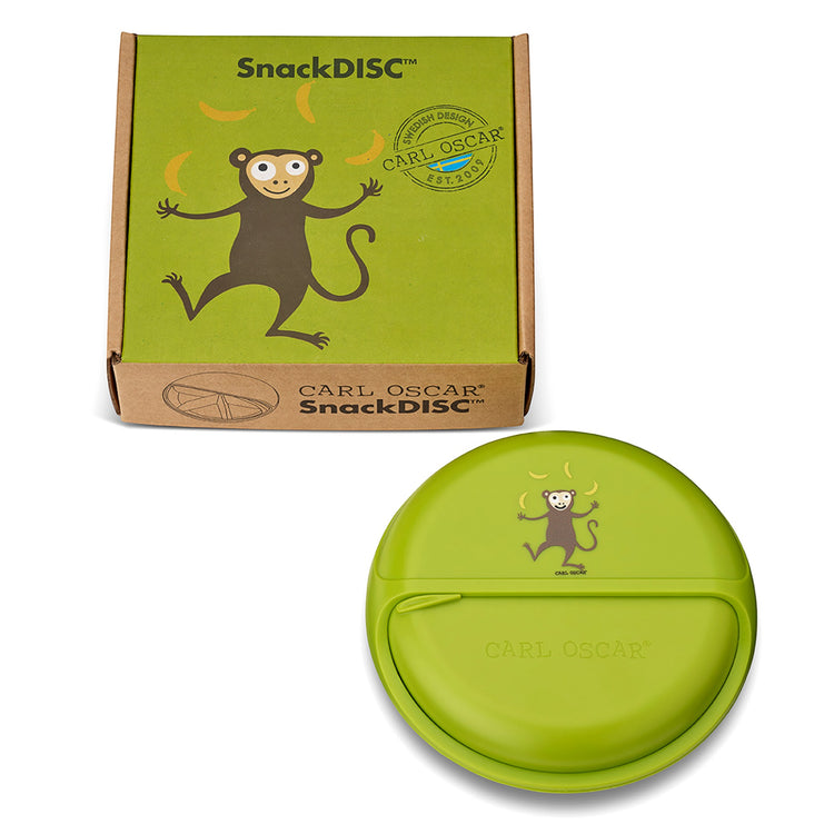 CARL OSCAR. Φαγητοδοχείο στρογγυλό με θήκες O15εκ. SnackDISC™ Μαϊμού - Λάιμ