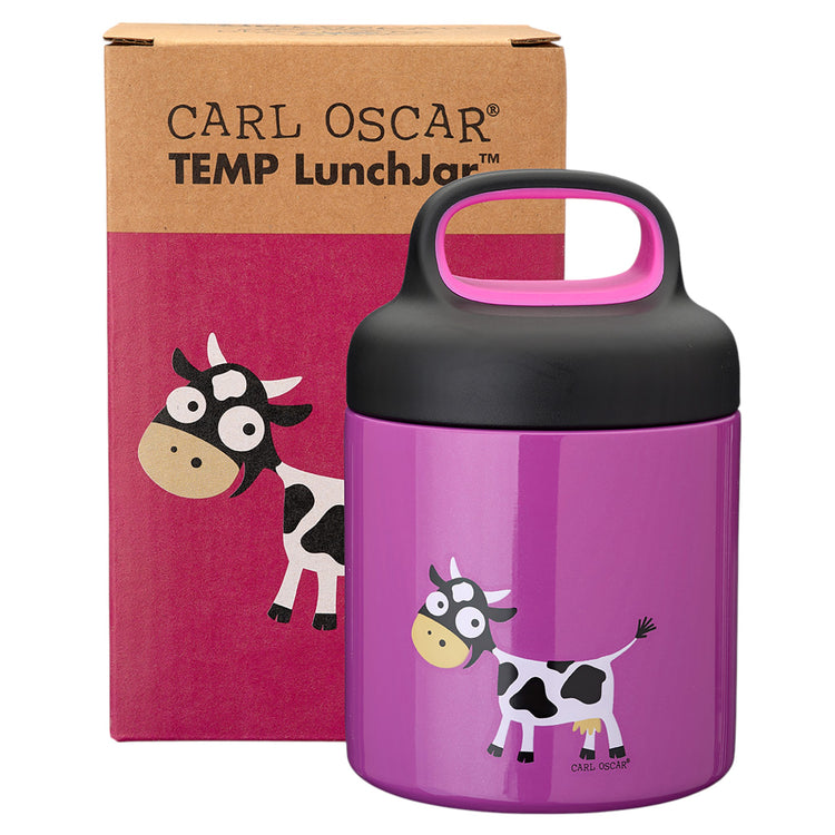 CARL OSCAR. Ανοξείδωτο θερμός φαγητοδοχείο 300ml TEMP LunchJar Αγελάδα - Μωβ