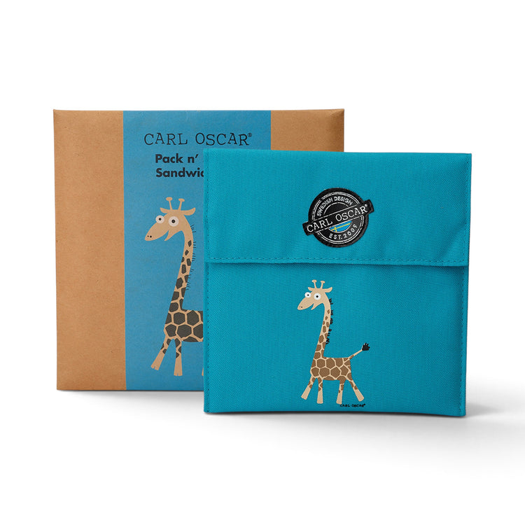 CARL OSCAR. Pack n' Snack™ Sandwich Bag Giraffe - Turquoise