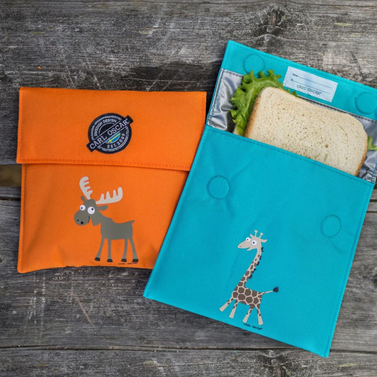 CARL OSCAR. Pack n' Snack™ Sandwich Bag Giraffe - Turquoise