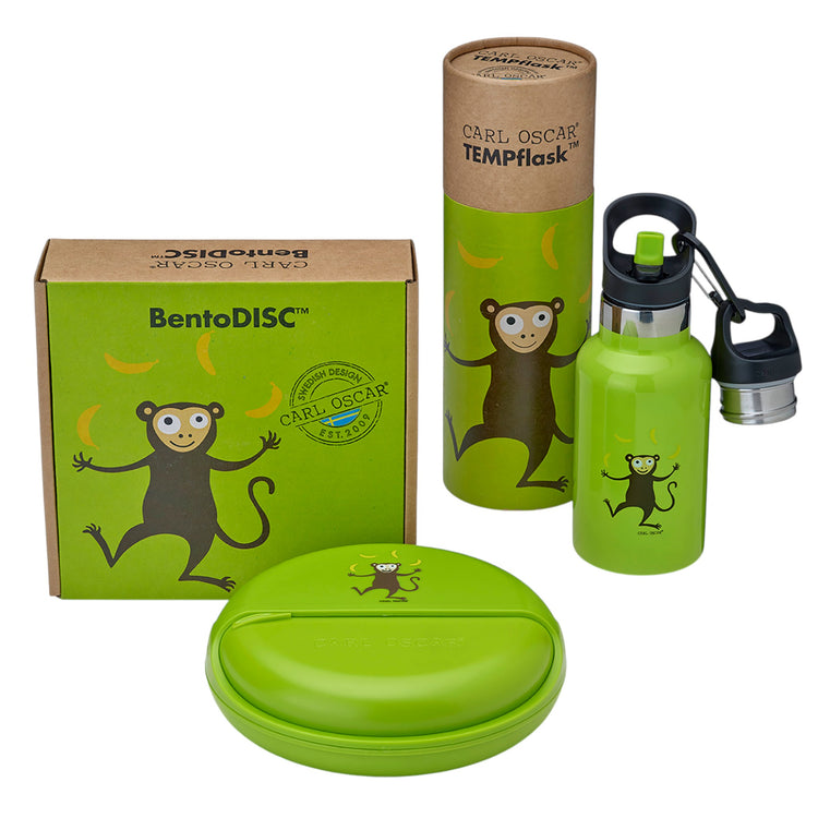 CARL OSCAR. BentoDISC™ Lunch box O18cm Monkey - Lime