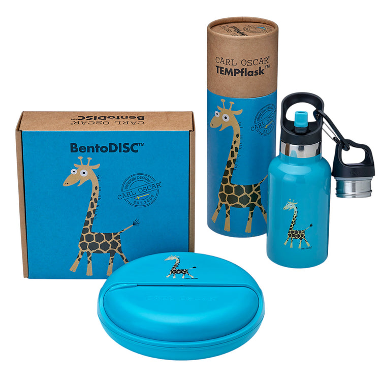 CARL OSCAR. BentoDISC™ Lunch box O18cm Giraffe - Turquoise