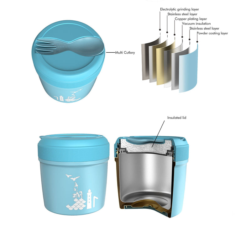 CARL OSCAR. Spirit TEMP LunchJar™ with cutlery 500ml Flow - Blue