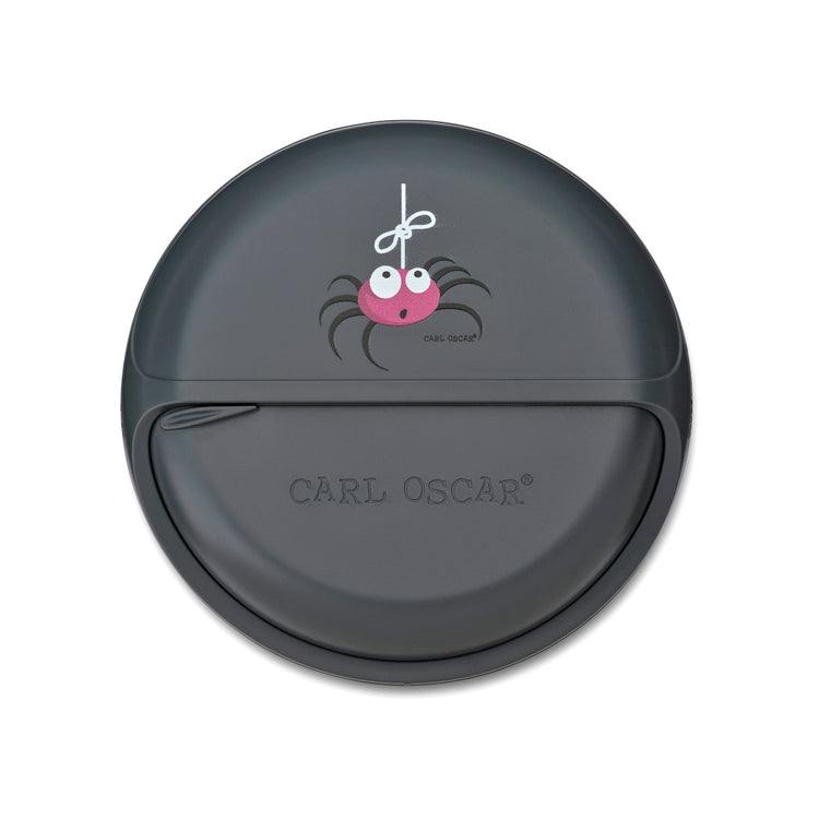 CARL OSCAR. Φαγητοδοχείο στρογγυλό με θήκες O12εκ. MiniDISC Αράχνη - Γκρι