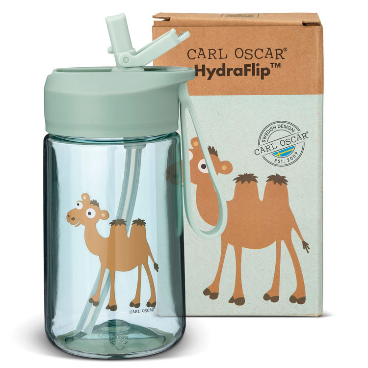 CARL OSCAR. HydraFlip™ water bottle 400ml Camel - Green