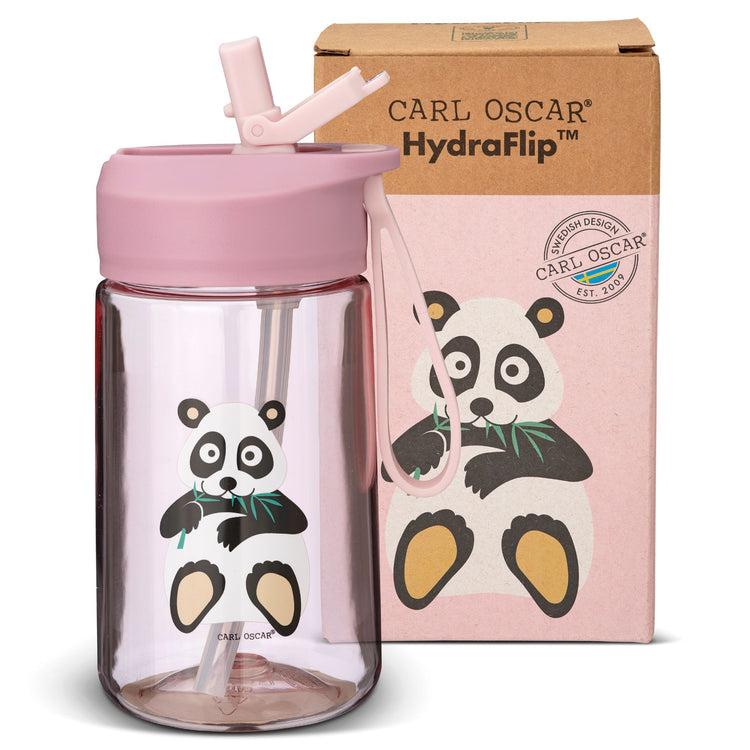 CARL OSCAR. HydraFlip™ water bottle 400ml Panda - Pink