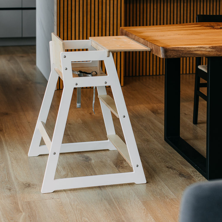 Duck Woodworks. High chair tall white