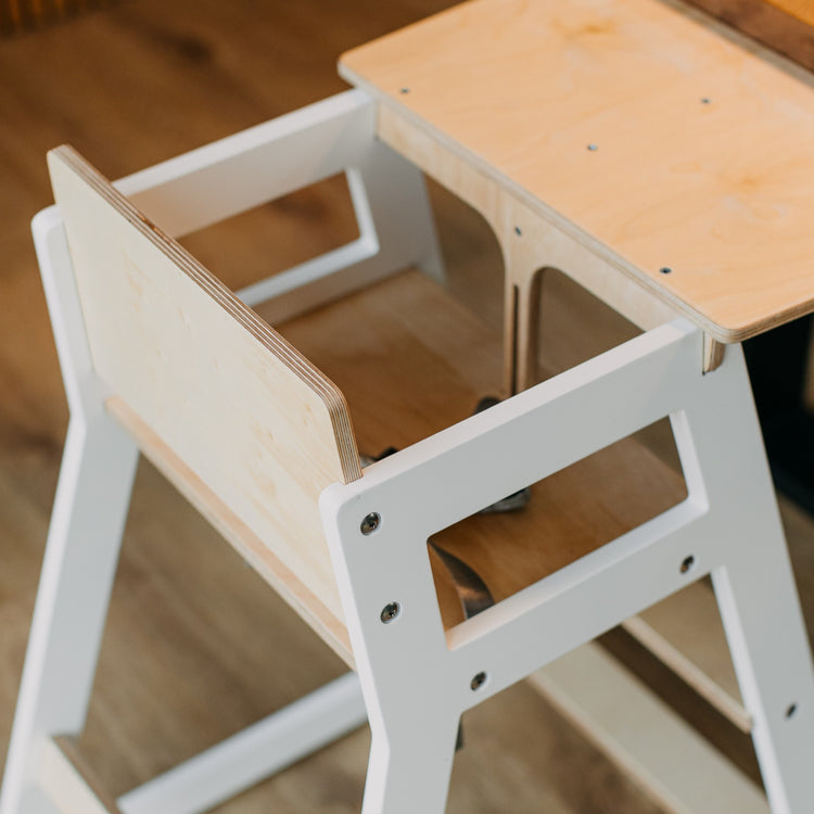 Duck Woodworks. High chair tall white