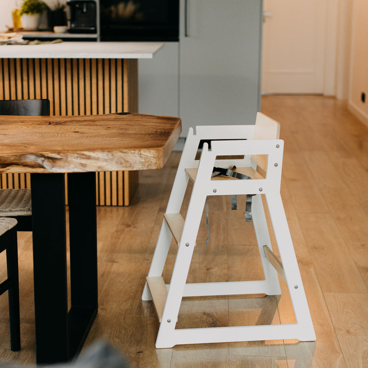 Duck Woodworks. High chair tall white