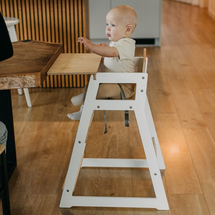 Duck Woodworks. High chair tall white