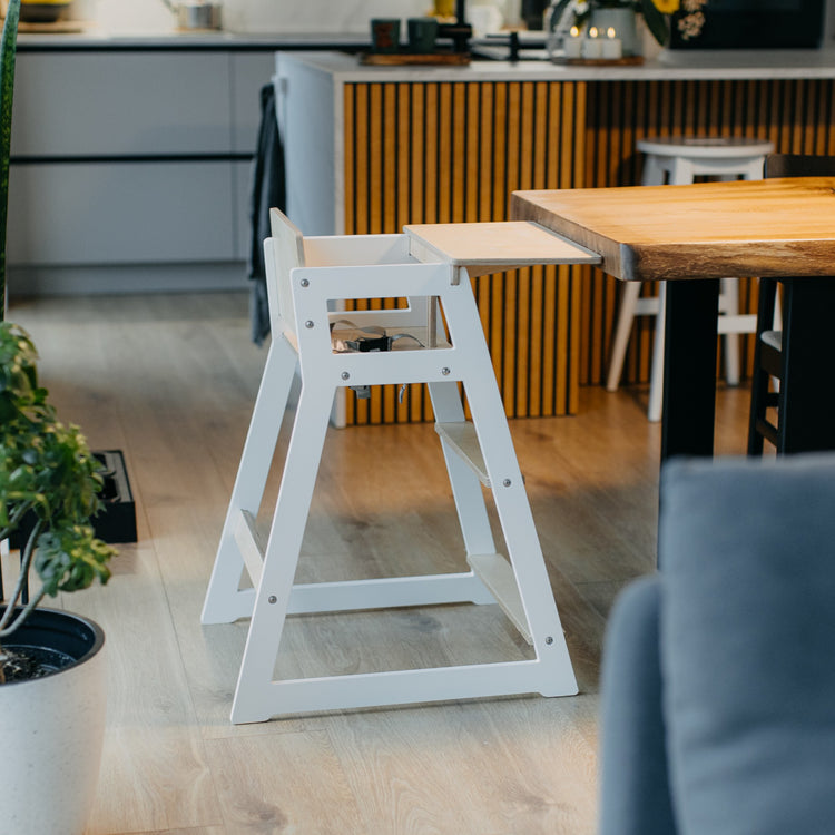 Duck Woodworks. High chair tall white