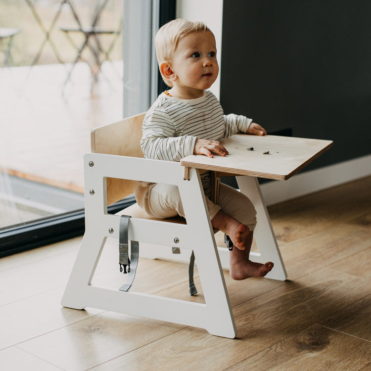 Duck Woodworks. Χαμηλό παιδικό καρεκλάκι φαγητού - λευκό