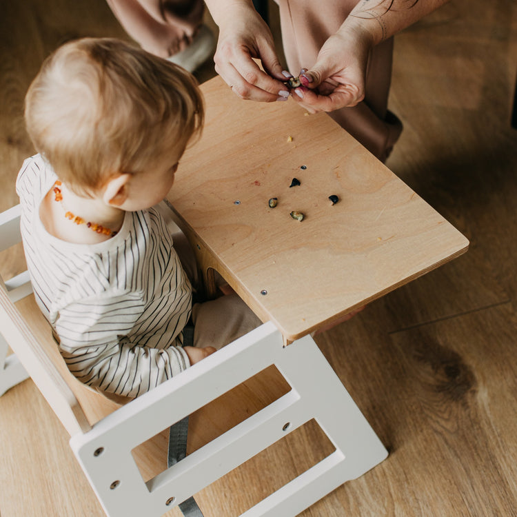 Duck Woodworks. High chair short white