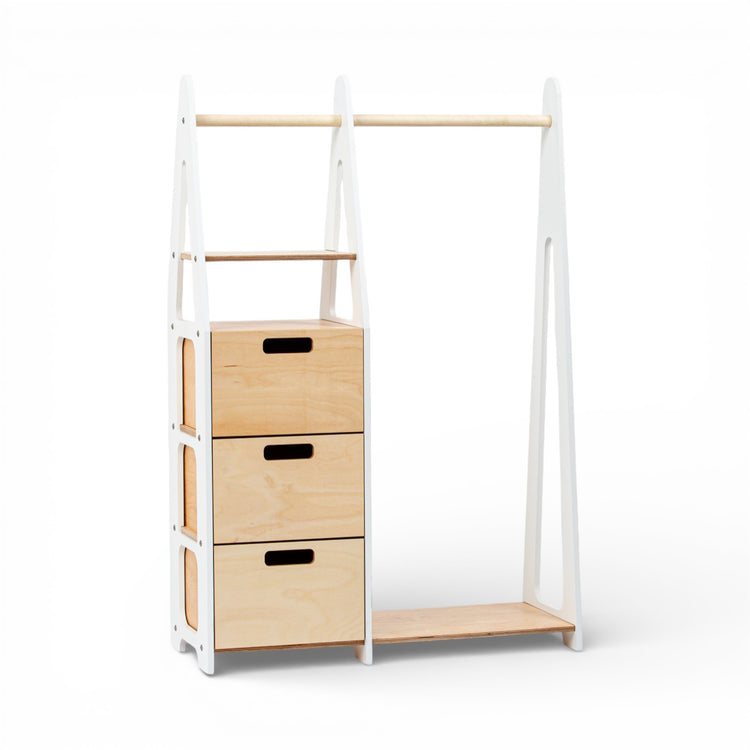 Duck Woodworks. Κρεμάστρα ρούχων με συρτάρια και ορθογώνια χερούλια - λευκό