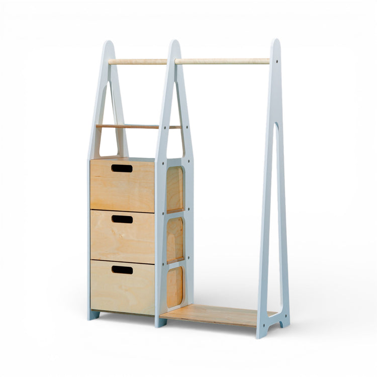 Duck Woodworks. Κρεμάστρα ρούχων με συρτάρια και ορθογώνια χερούλια - λευκό