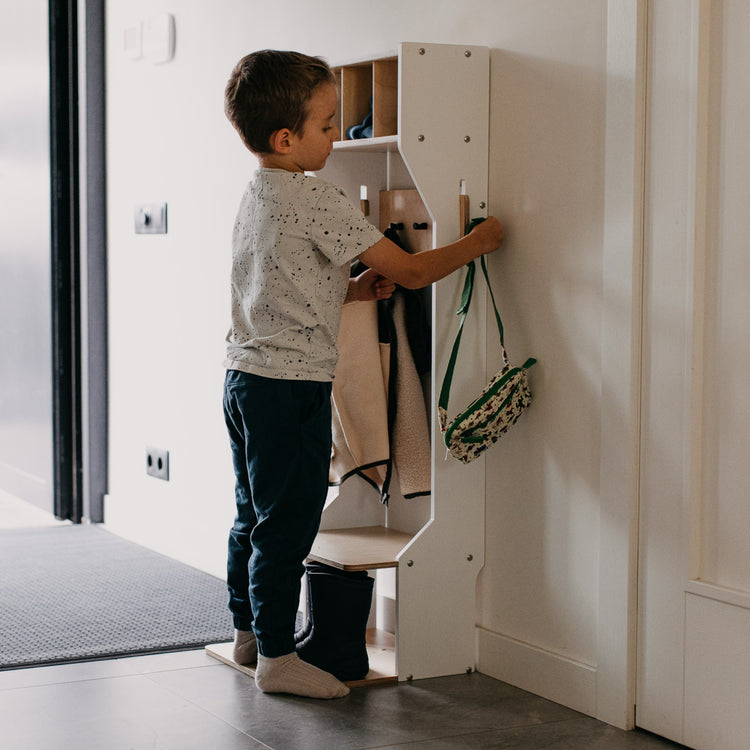 Duck Woodworks. Παιδική κρεμάστρα εισόδου με παγκάκι - λευκό